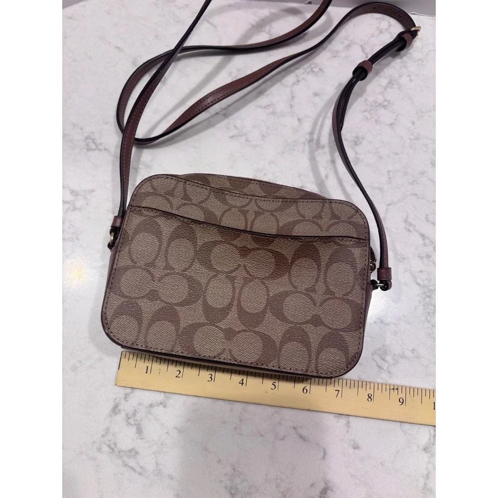 Coach Mini Jamie Camera Bag Signature Canvas Brown Crossbody Handbag 91677‎